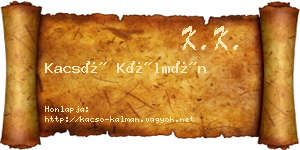 Kacsó Kálmán névjegykártya